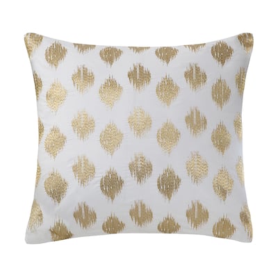 The Curated Nomad Miley Gold Dot Embroidered 18-inch Cotton Throw Pillow