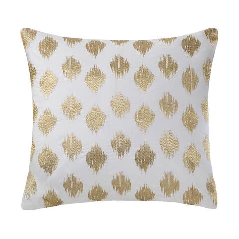 The Curated Nomad Miley Gold Dot Embroidered 18-inch Cotton Throw Pillow