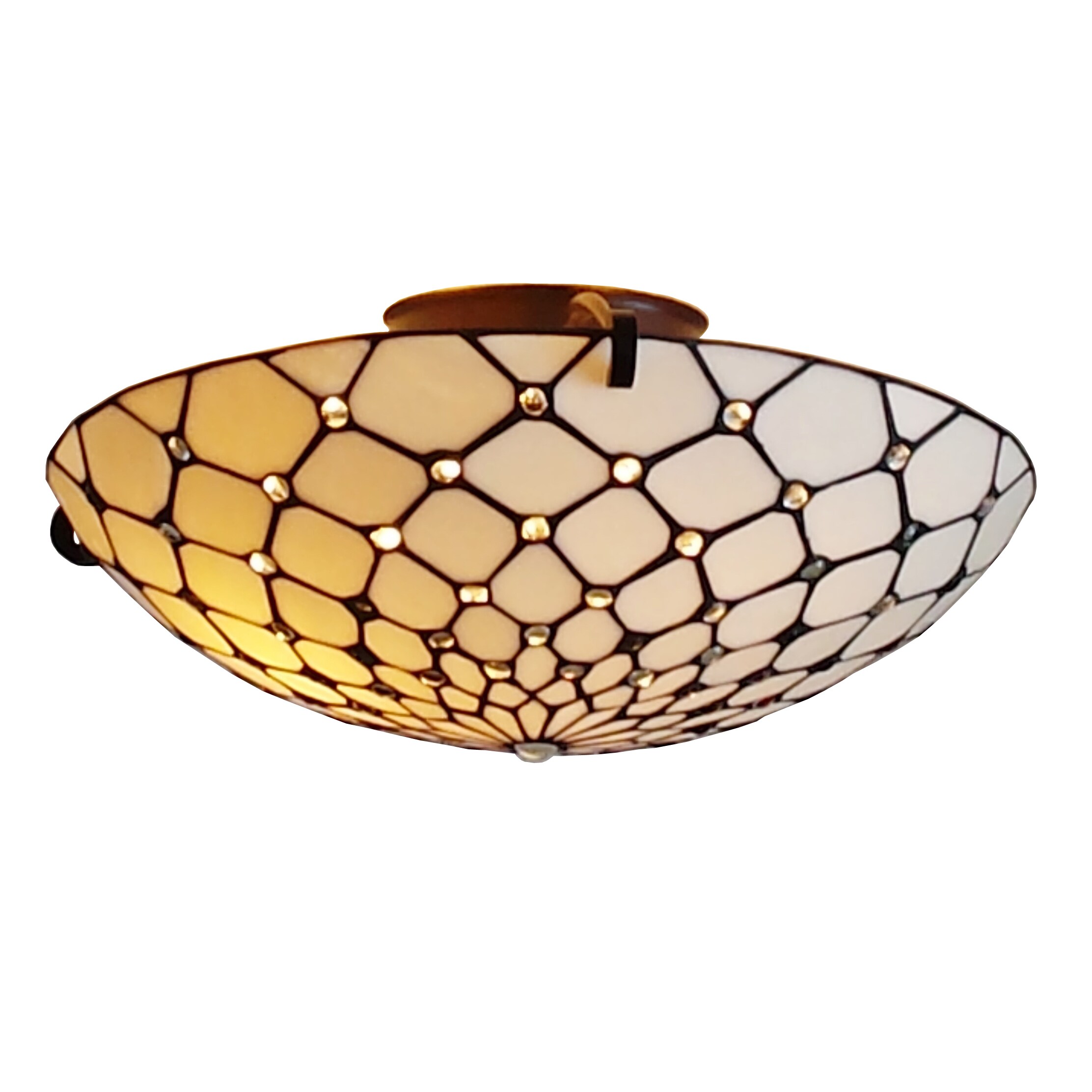 Tiffany Style Ceiling Fixture Lamp Jeweled 17 Wide Stained Glass White Bedroom Hallway Gift Am030cl17 Amora Lighting