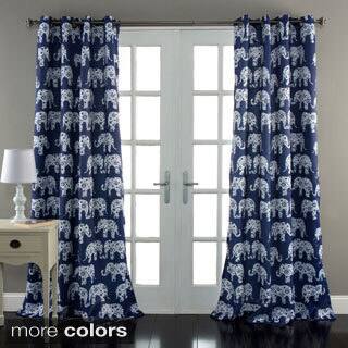 slide 1 of 1, Lush Decor Elephant Parade Room Darkening 84-Inch Curtain Panel Pair