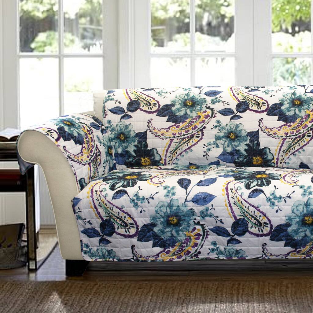 Lush Decor Floral Paisley Loveseat Furniture Protector Slipcover