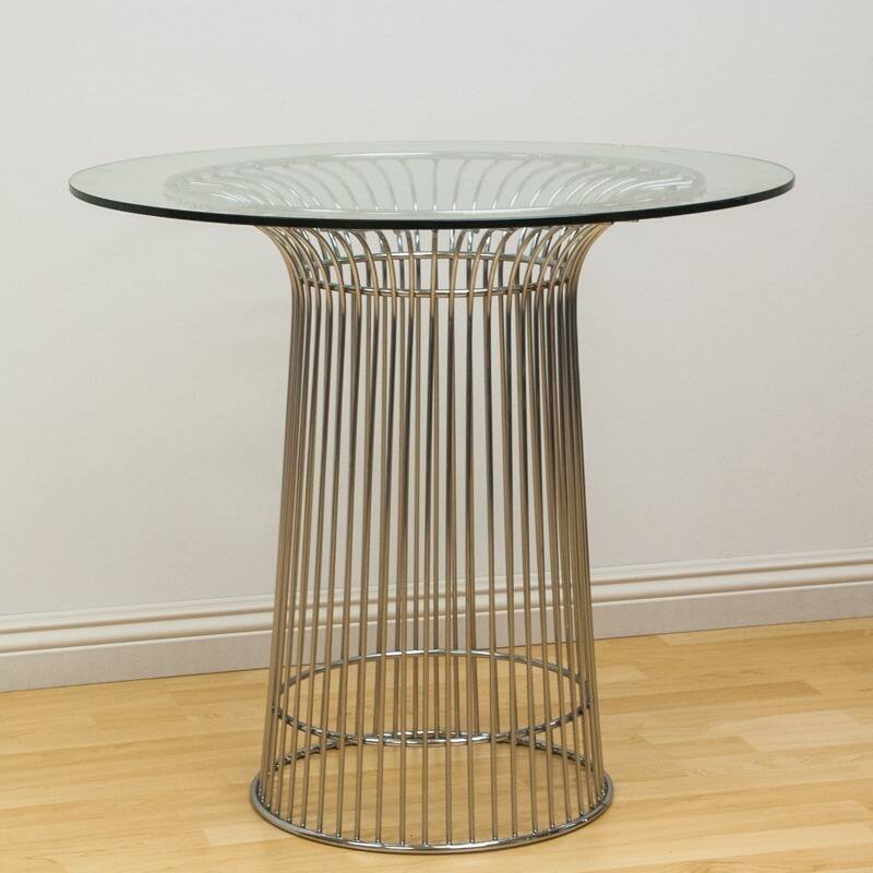 Mod Made Glass and Chromed Steel Wire Nat Table - Silver
