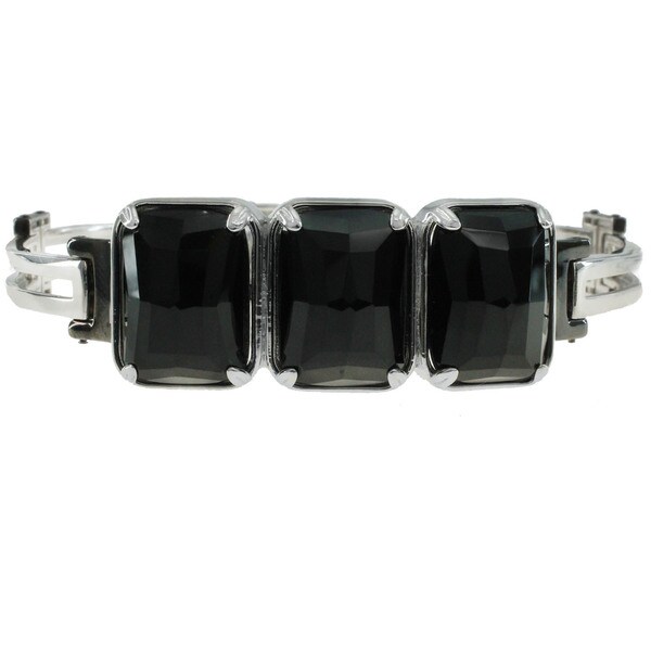 Michael Valitutti Palladium Silver Black Agate Men's Bracelet