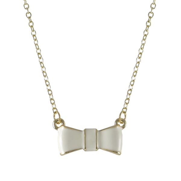 Luxiro Gold Finish Enamel Bow Girls Necklace - Free Shipping On Orders ...