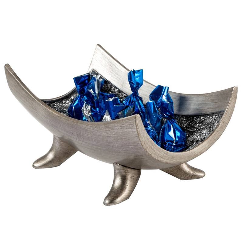Creative Scents Schonwerk Silver Centerpiece Bowl- Crackled Mosaic Design