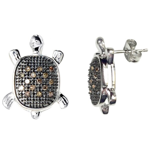 Sterling Silver 1 6ct Tdw Brown Diamond Turtle Earrings Free Sterling Silver 1 6ct Tdw Brown Diamond Turtle Earrings