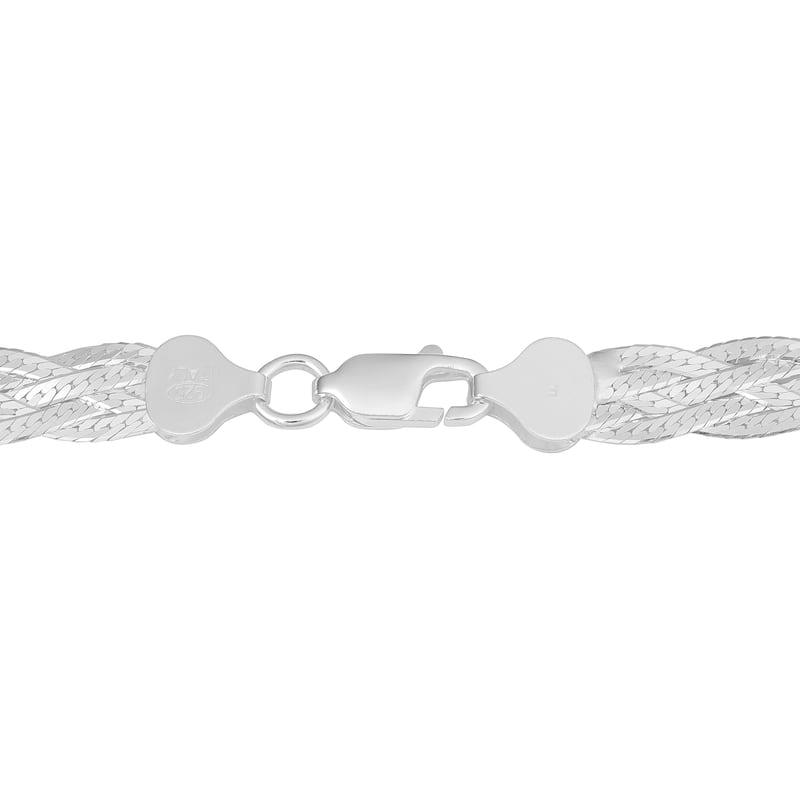 Fremada Sterling Silver 7.5-mm High Polished Braided Herringbone Necklace (18 inch)