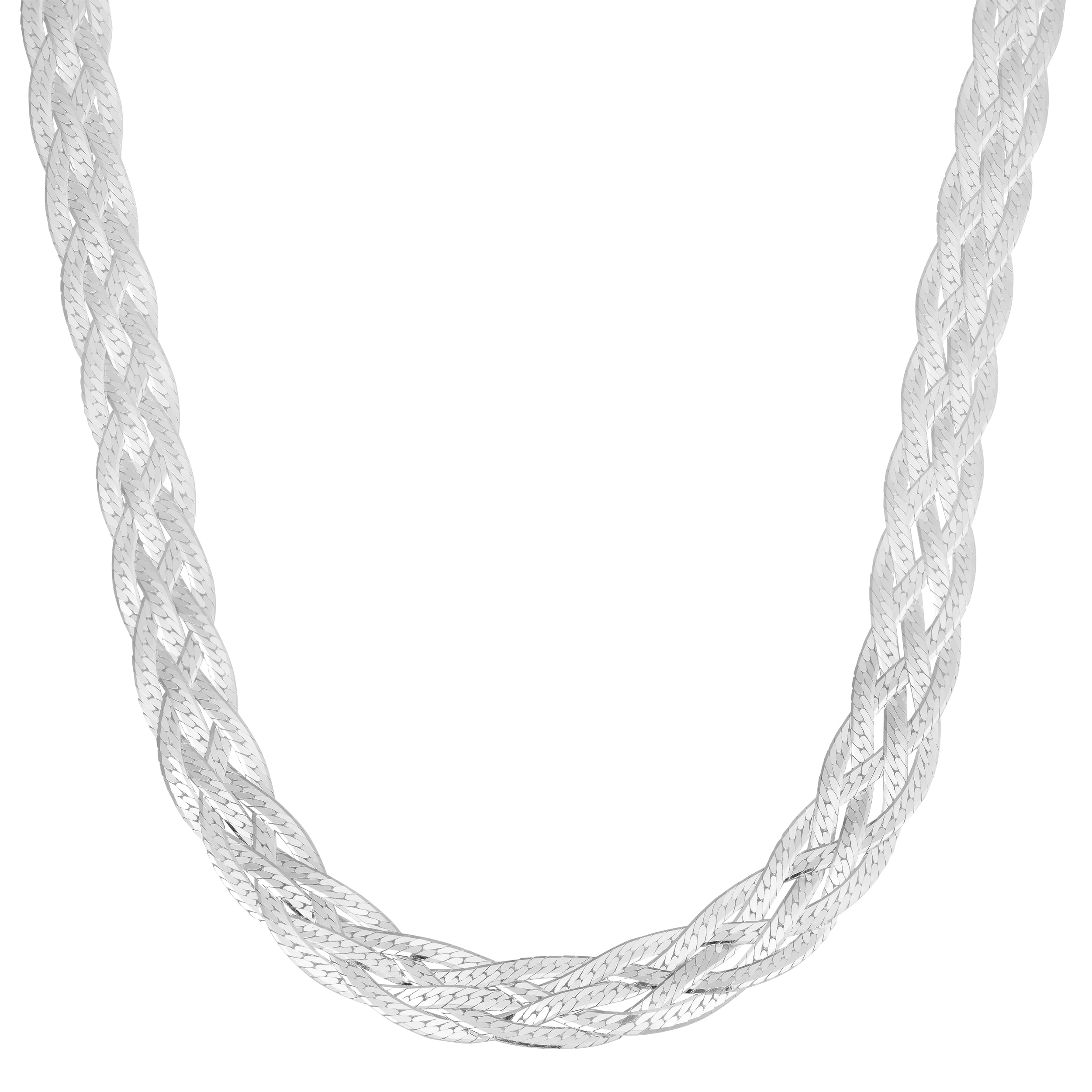 Fremada Sterling Silver High Polished Braided Herringbone