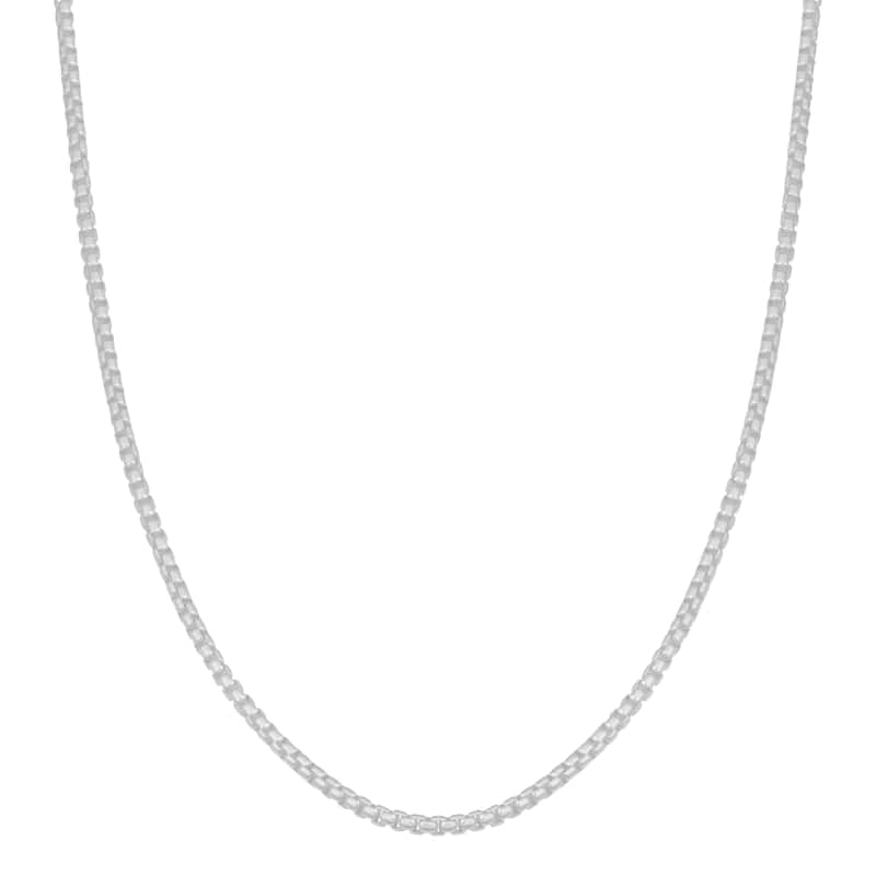 Fremada Sterling Silver 1.1-mm High Polished Round Box Link Chain Necklace - 18 Inch
