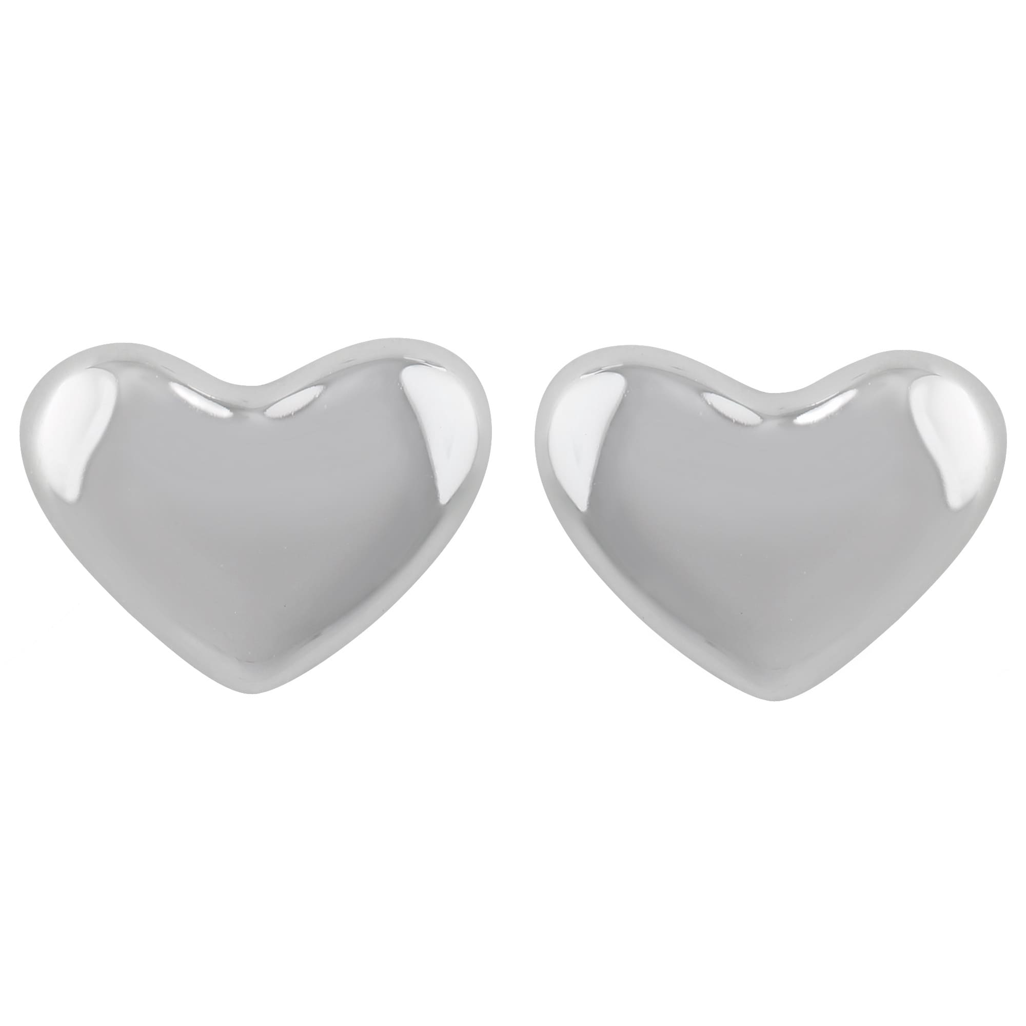 Sterling Silver Open Heart Button Stud Earrings