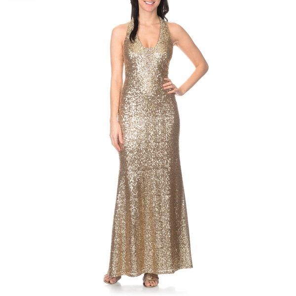 Shop Ignite Evenings by Carol Lin Women's Sequin Halter Gown - Free ...