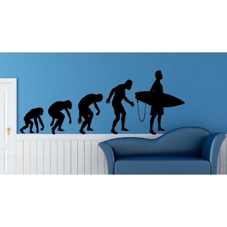 Surfer Walking Evolution Wall Sticker Decal Bedroom Wall surfing Evolution 