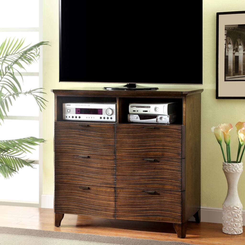 Furniture of America Titanean Textured Rustic 6-drawer Media Chest