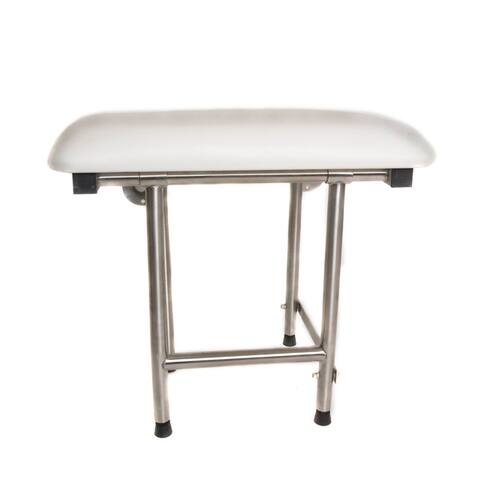 CSI Bathware Rectangle Padded Folding Shower Seat with Swing Down Legs - White