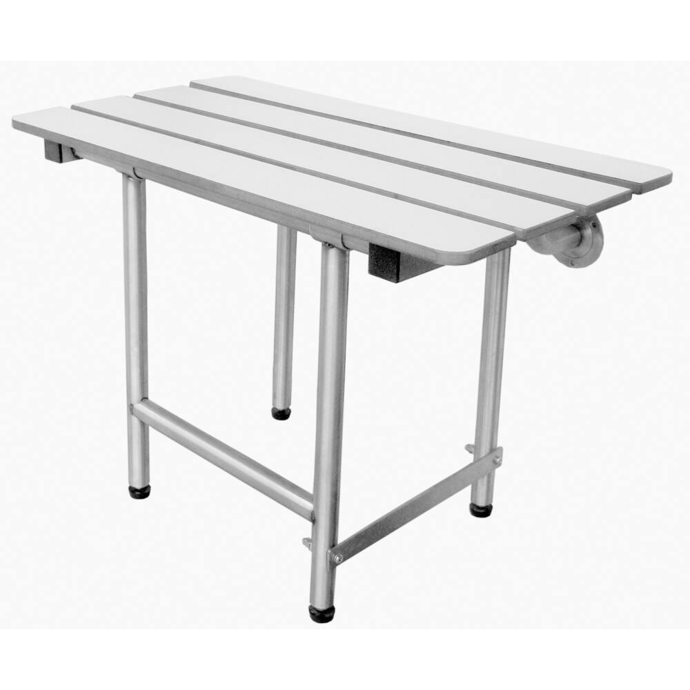 CSI Bathware Rectangle Phenolic Slatted Folding Shower Seat with Swing Down Legs