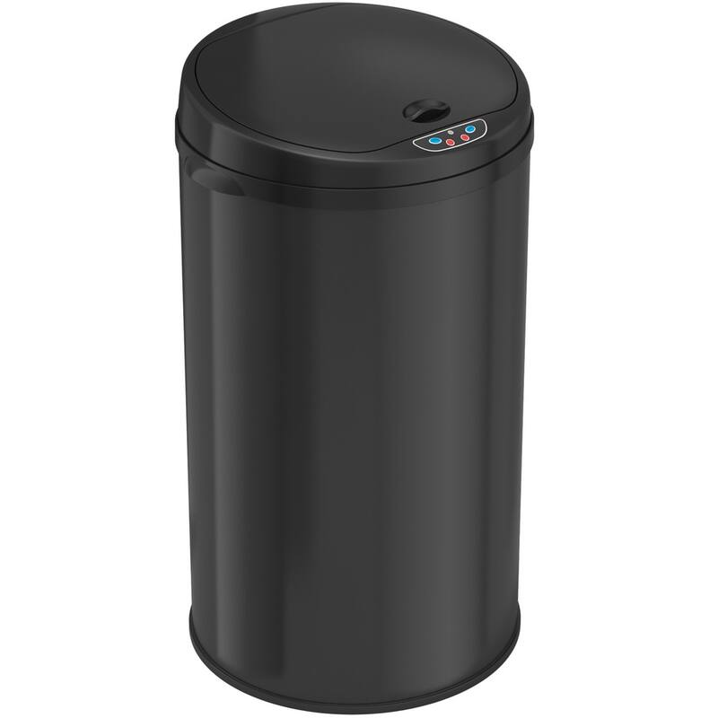 iTouchless 8 Gal Black Stainless Steel Sensor Kitchen Trash Can