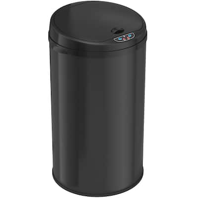 iTouchless 8 Gal Black Stainless Steel Sensor Kitchen Trash Can