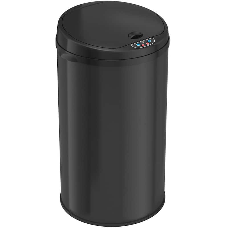 iTouchless Deodorizer 8gallon Round Sensor Matte Finish Black Trash