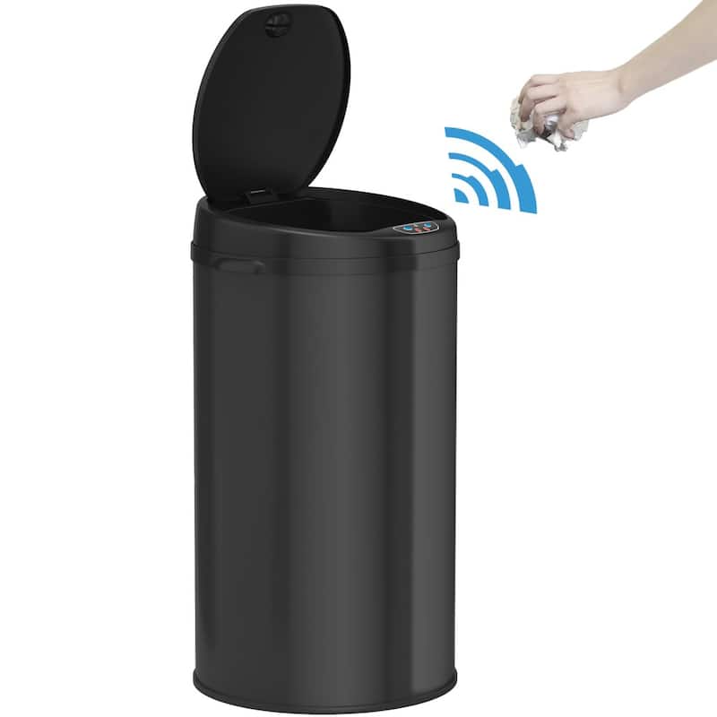 iTouchless 8 Gal Black Stainless Steel Sensor Kitchen Trash Can