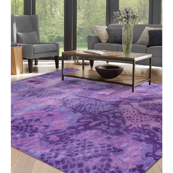 Hand-tufted Uma Purple All Twist Art.Silk Area Rug (5' x 8')