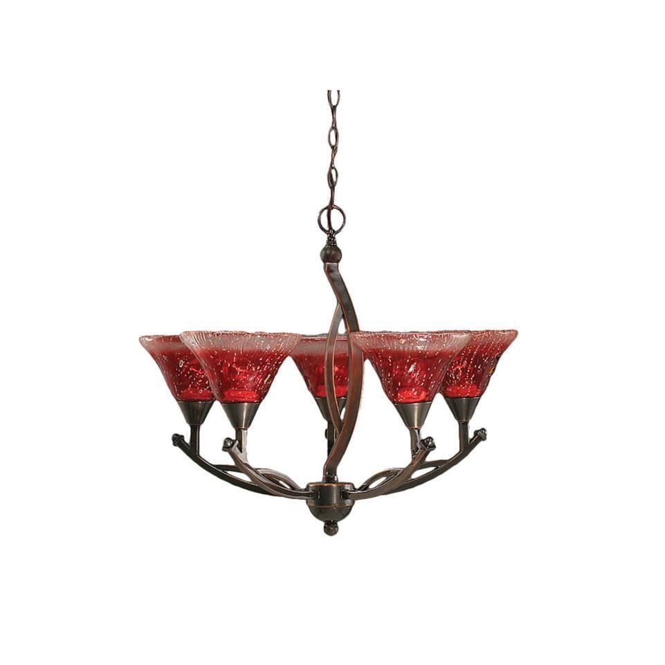 Cambridge 5-Light Black Copper 23.5 in. Chandelier with Raspberry Crystal Glass (23.5 in. Black Copper 5-Light Chandelier) - Chandeliers For Bedrooms by Overstock.com