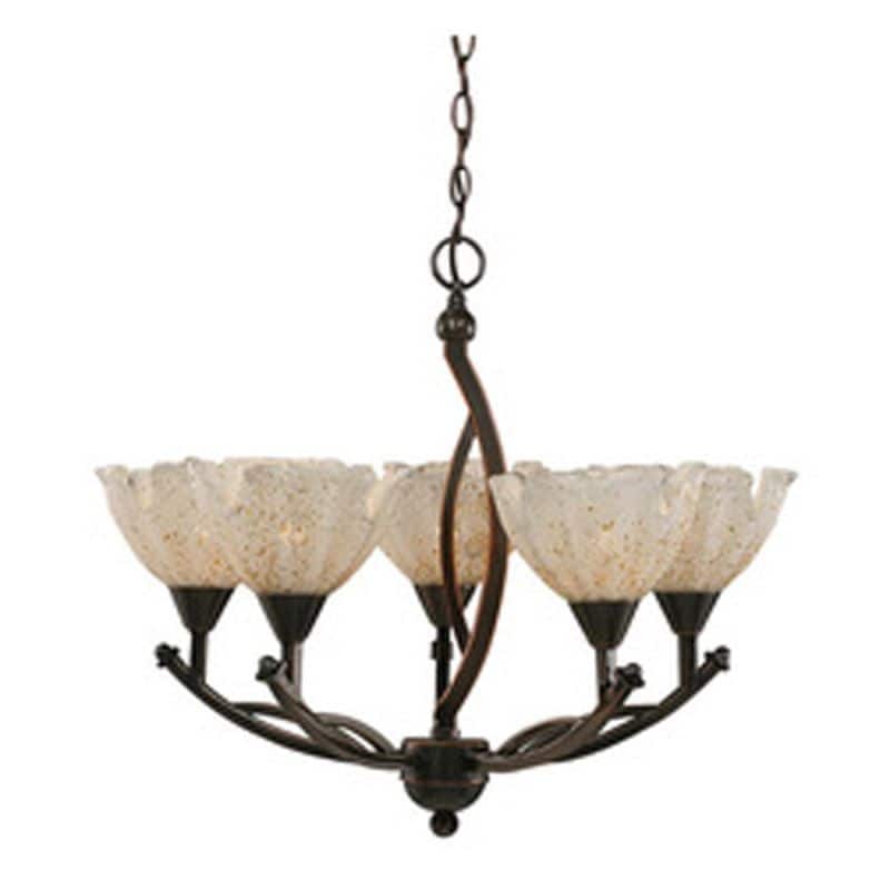 Cambridge 5-Light Black Copper 23.5 in. Chandelier with Gold Ice Glass (23.5 in. Black Copper 5-Light Chandelier) - Chandeliers For Bedrooms by Overstock.com