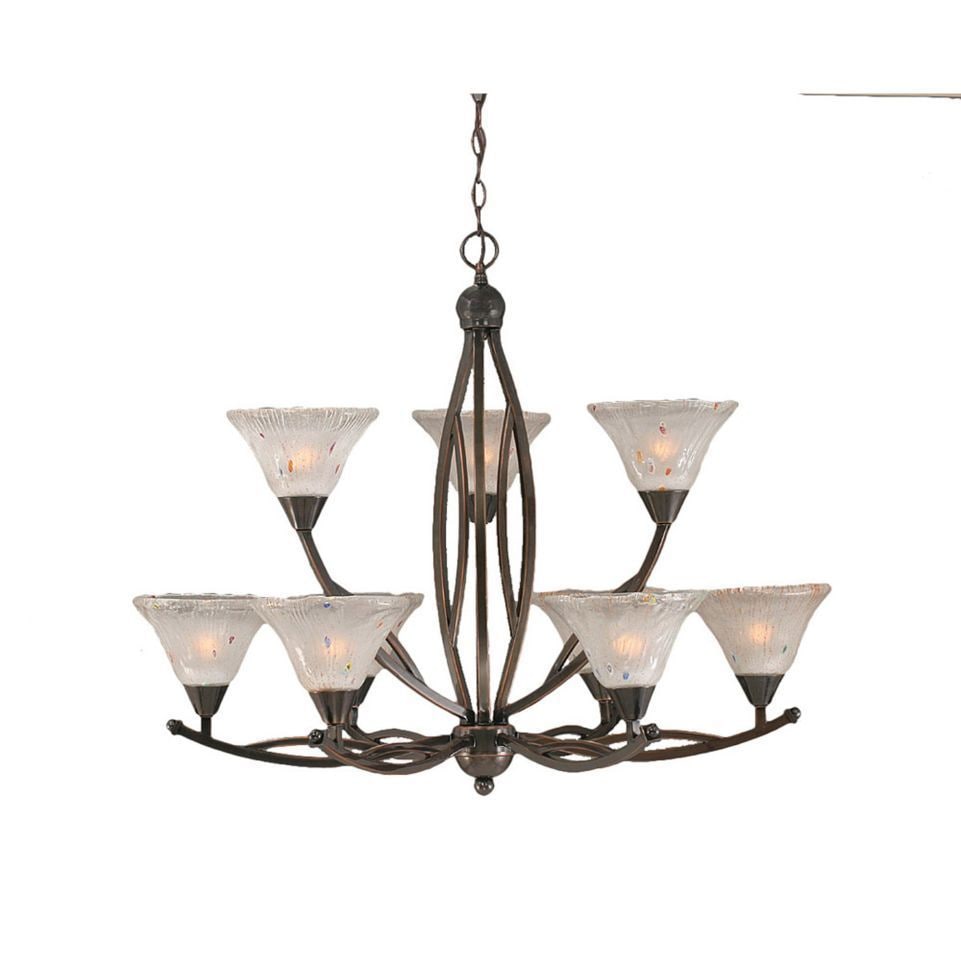 Cambridge 9-Light Black Copper 32.5 in. Chandelier with Frosted Crystal Glass (32.5 in. Black Copper 9-Light Chandelier) - Chandeliers For Bedrooms by Overstock.com