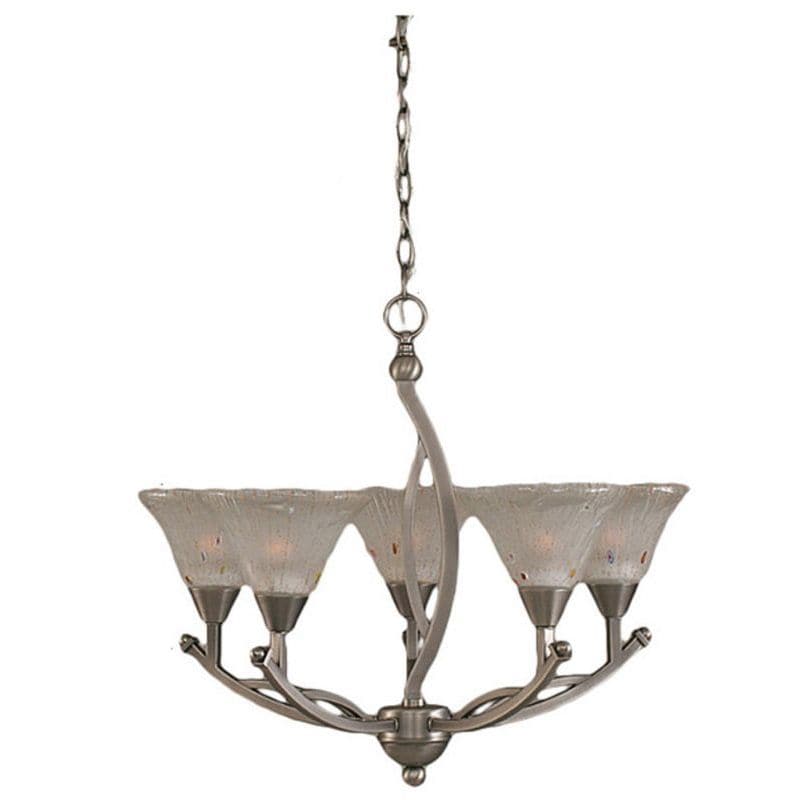 Cambridge 5-Light Brushed Nickel 23.5 in. Chandelier with Frosted Crystal Glass (23.5 in. Brushed Nickel 5-Light Chandelier) - Chandeliers For Bedrooms by Overstock.com