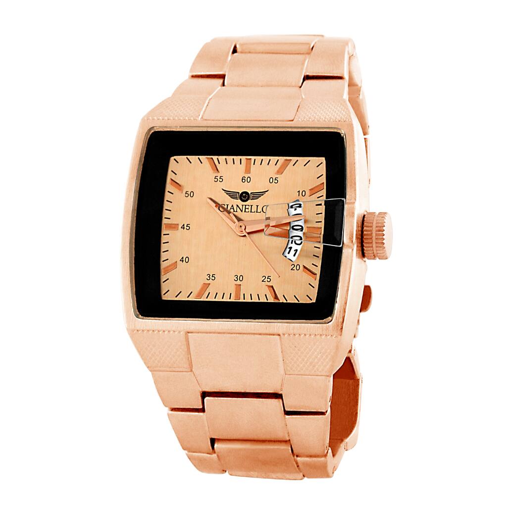 Gianello Men's Rose Goldtone Bracelet Square Dial Watch