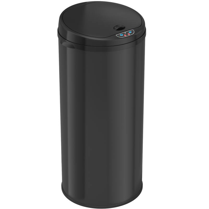 iTouchless 13 Gal Black Stainless Steel Sensor Kitchen Trash Can
