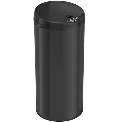 iTouchless 13 Gal Black Stainless Steel Sensor Kitchen Trash Can
