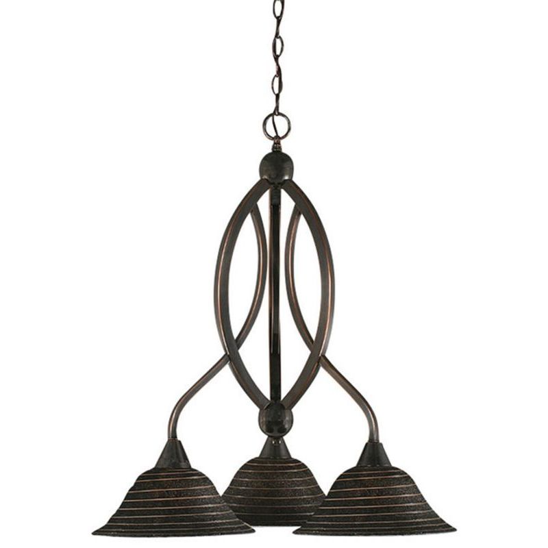 Cambridge 3-Light Black Copper 22.5 in. Chandelier with Charcoal Spiral Glass (22.5 in. Black Copper 3-Light Chandelier) - Chandeliers For Bedrooms by Overstock.com