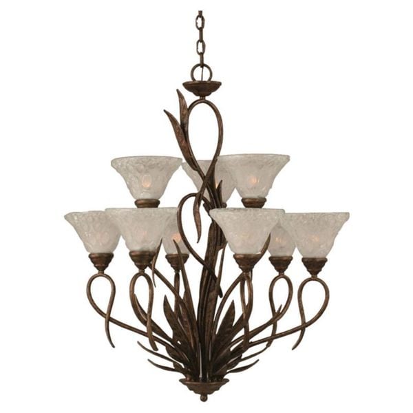 Cambridge 9 Light Bronze 28.5 in. Chandelier with Italian Bubble Glass