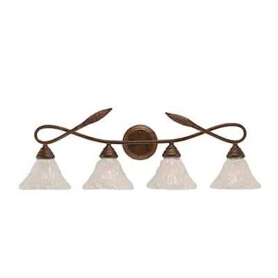 Cambridge 4-Light Bronze 32.5 in. Bath Vanity with Italian Bubble Glass