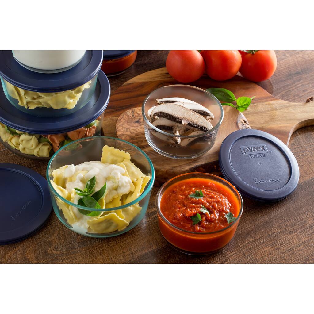 Pyrex Smply Store 14 Piece Storage Set with Blue Covers