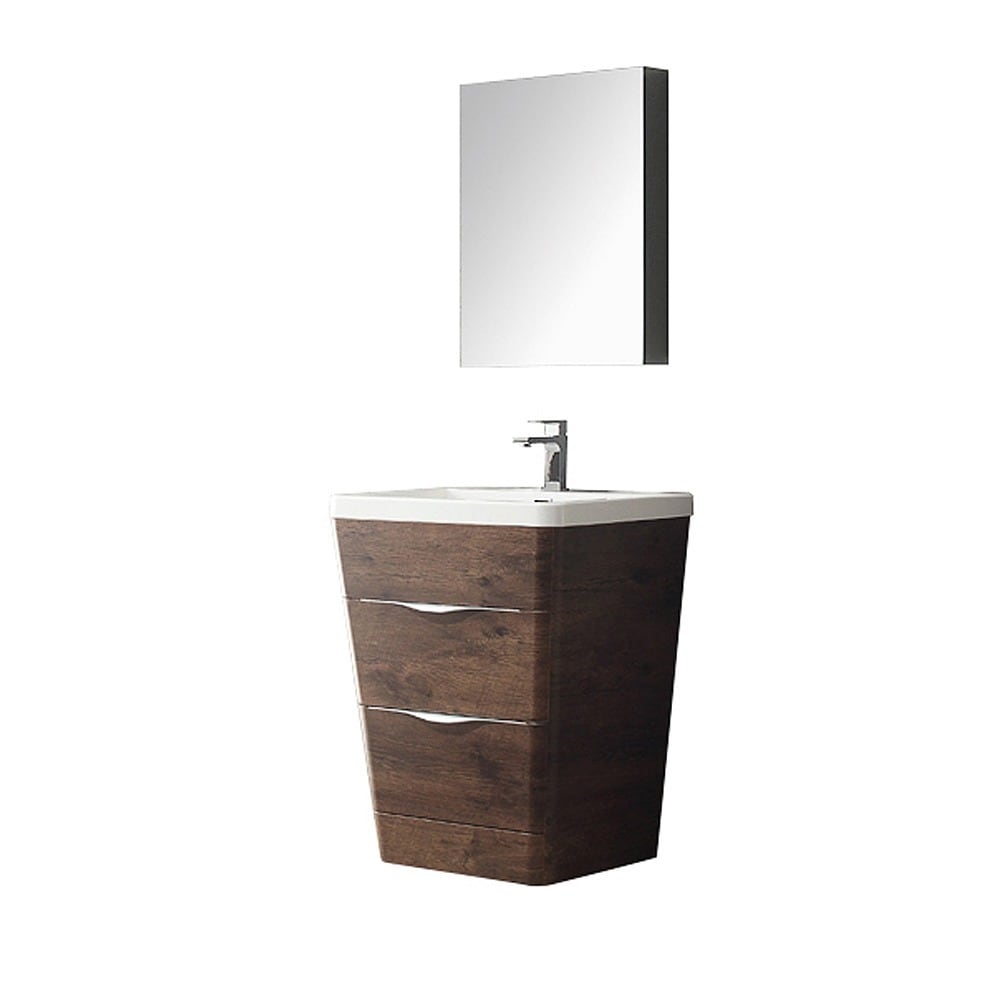 Shop Fresca Milano 26 Inch Rosewood Modern Bathroom Vanity With