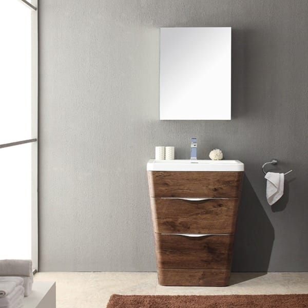 Shop Fresca Milano 26 Inch Rosewood Modern Bathroom Vanity With