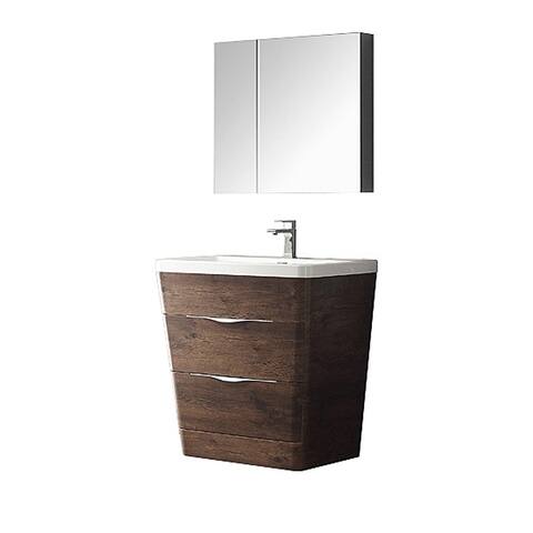 Fresca Milano 32-inch Rosewood Modern Bathroom Vanity with Medicine Cabinet