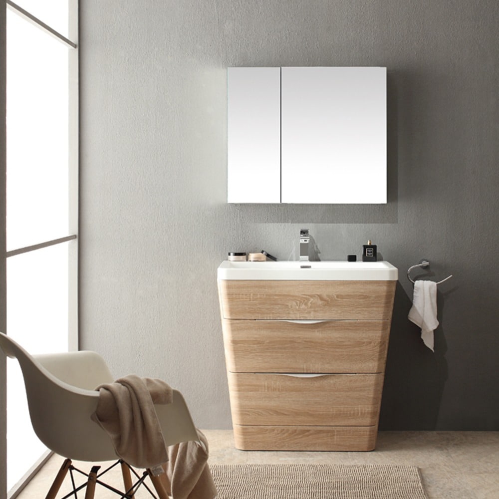 Fresca Livello 24 in. Teak Modern Bathroom Vanity with Medicine Cabinet