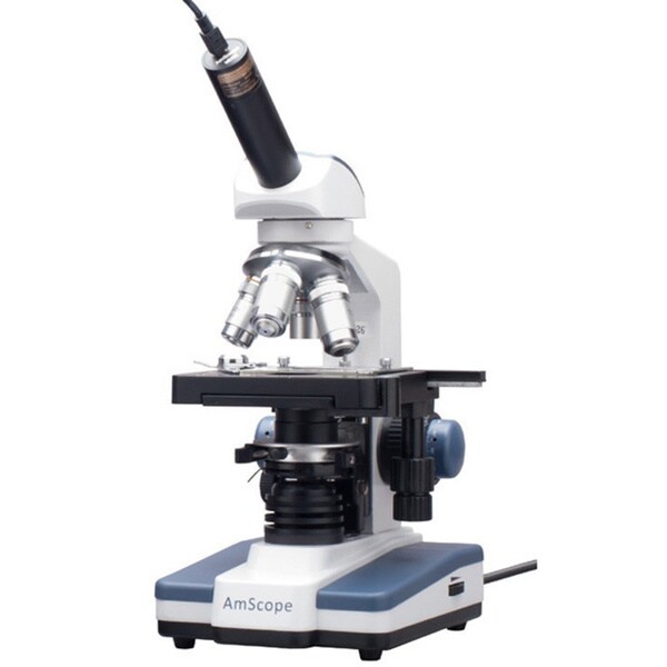 40X-2500X LED Digital Monocular Compound Microscope with 3D Stage and 1.3MP USB Imager