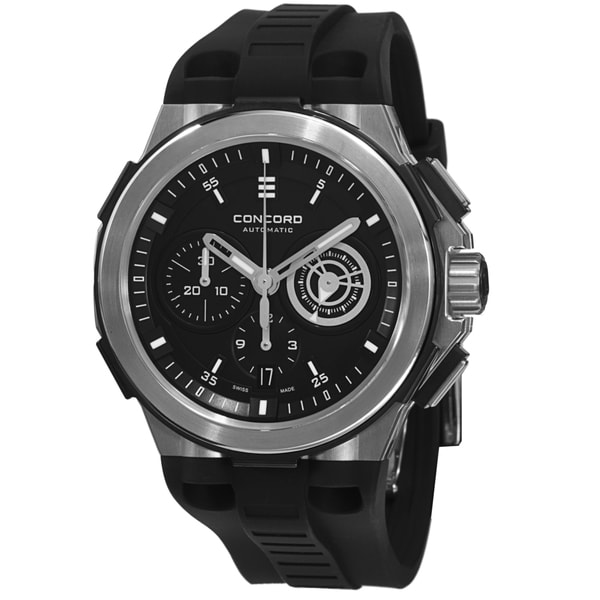 Concord Men's 0320188 'C2' Black Dial Black Rubber Strap Chronograph ...