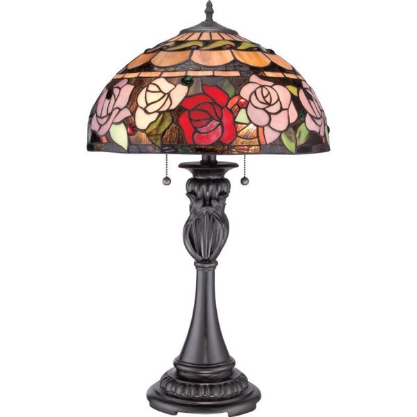 Cambridge 2 Light Vintage Bronze Finish Table Lamp With A Red Cambridge 2 Light Vintage Bronze Finish Table Lamp With A Red And Pink Rose Tiffany Style Shade Free Shipping Today 10021480