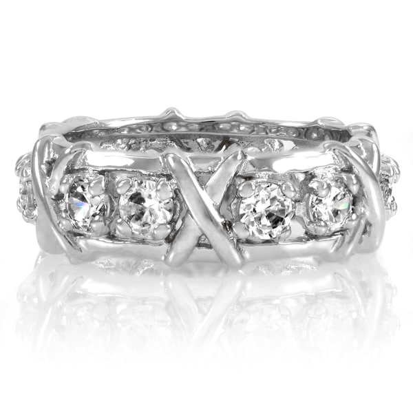 Shop Sterling Silver Wrapped Cubic Zirconia Eternity Band Free