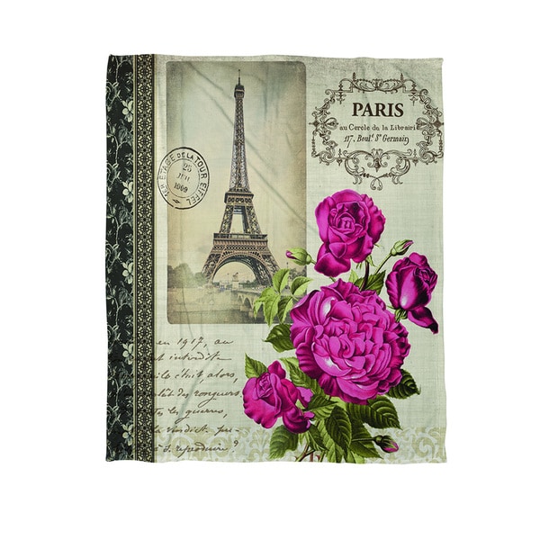 Springtime in Paris All Roses Coral Fleece Throw