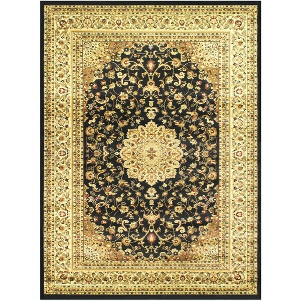 Traditional Oriental Medallion Design Black Area Rug (710 x 102)