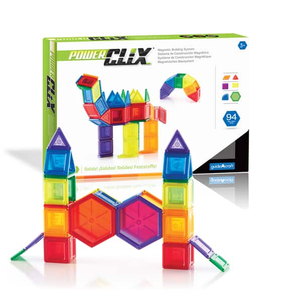 slide 2 of 10, Guidecraft PowerClix Solids 94-piece Set