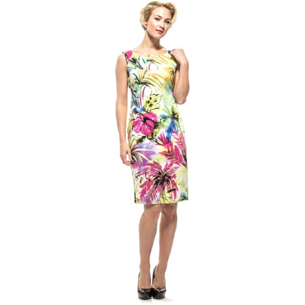 Vince Camuto Floral Print Ombre Fitted Flare Dress