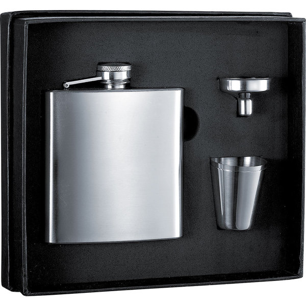 Visol Supreme Stainless Steel Flask, Shot Cups and Funnel Gift Set