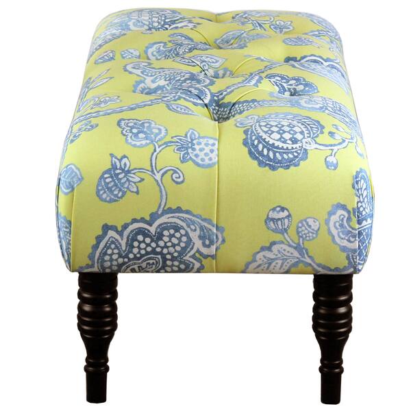 Shop Blue Citron Pattern Tufted Bench Free Shipping Today