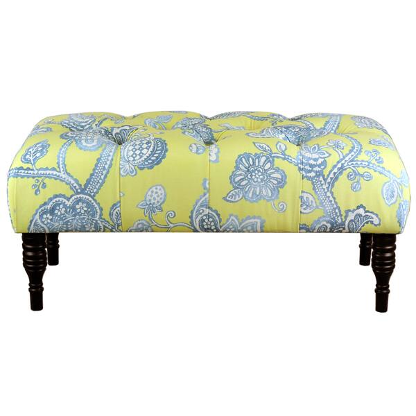 Shop Blue Citron Pattern Tufted Bench Free Shipping Today